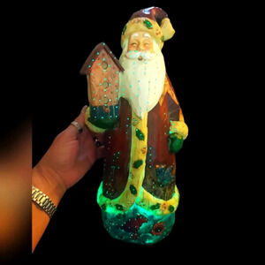 16" Fiber Optic Color Changing Light up Santa Clause Figure Figurine
